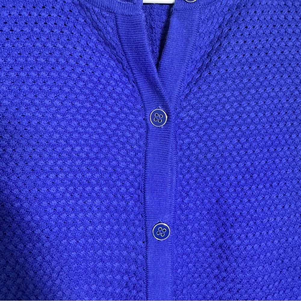 The Limited Cardigan Size Medium Royal Blue Purple Open Knit 3/4 Sleeves Sweater - Picture 3 of 8